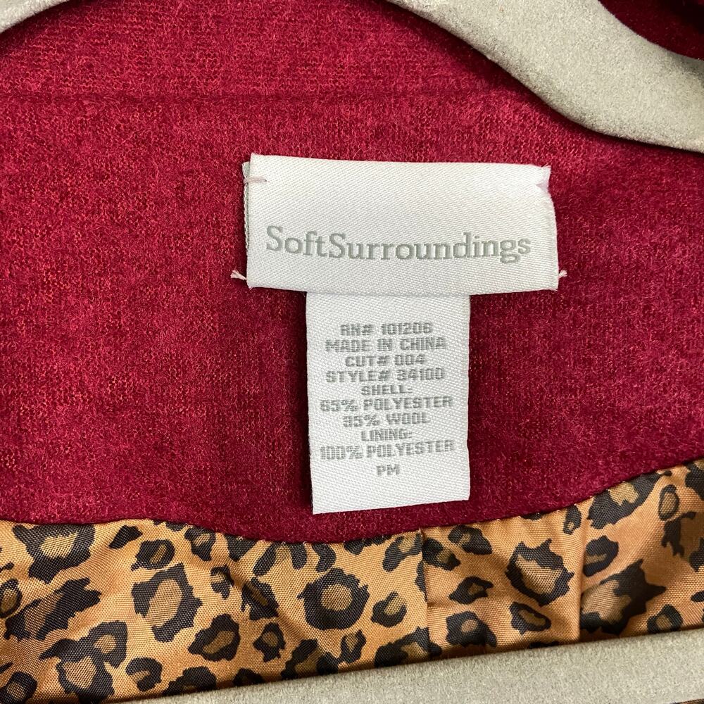 Soft Surroundings Red Wool Blend Double Breasted Dress Coat Women's Size PM - Picture 4 of 7